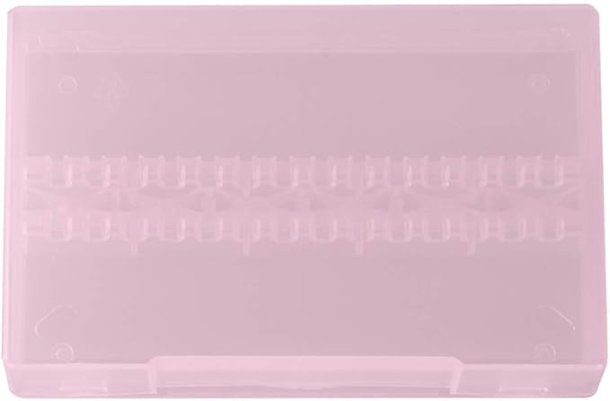 TOPINCN 14-Hole Nail Drill Bit Box, Modern Pink Storage Box for Nail Art Salon & Home Use