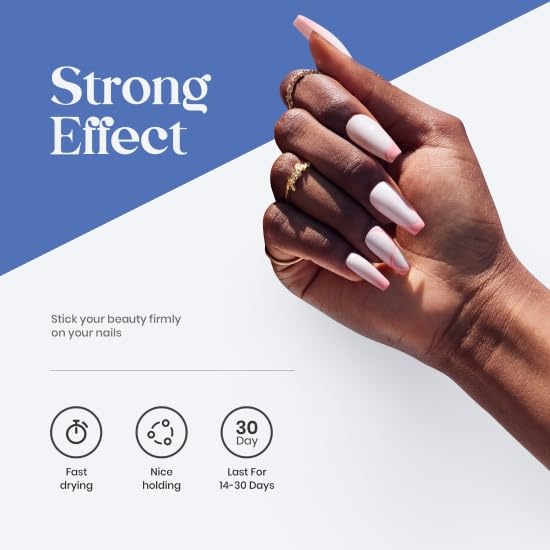 Beetles Super Strong Nail Glue for Press on Nails: 10ML 3Pcs Brush on Glue for Acrylic Nails, Nail Tips Quick Dry No Uv Light Needed