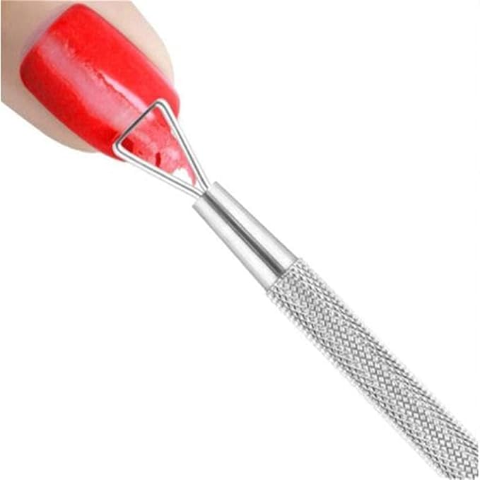 2Pcs Silver Stainless Steel Nail Art Remover Tool Triangle Cuticle Peeler Scraper Remove Gel Nail Polish Cuticle Pushers Nail Tools and Accessories,Foot, Hand and Nail Care
