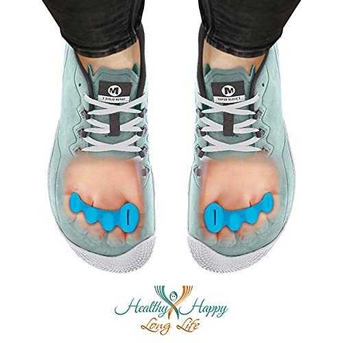 Toe Spacers Soft for Beginners (Blue) - Toe Separators for Alignment, Toe Straightener for Foot Pain Relief, Silicone Bunion Corrector for Women Big Toe, Supports Foot Health