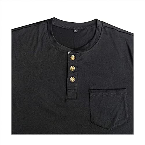 Lexiart Mens Fashion Henley Shirts Long Sleeve Button Cotton T-Shirt with Pocket