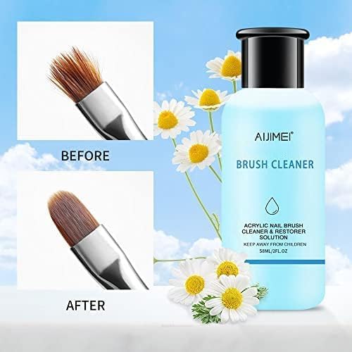 AIJIMEI 58ml Acrylic Liquid Monomer & Nail Brush Cleaner 58ml with 3pcs Nail Brushes, Nail Extension for Acrylic Nail kit