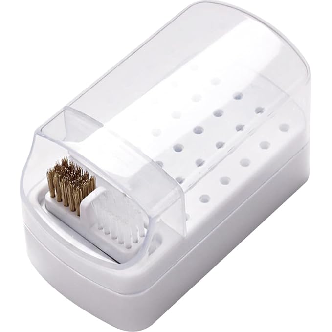 Round Nail Drill Bits Holder with Nail Drill Bits Brush, 3 Nail Drill Bits Stand Displayer Organizer (Not Include Nail Drill Bits)