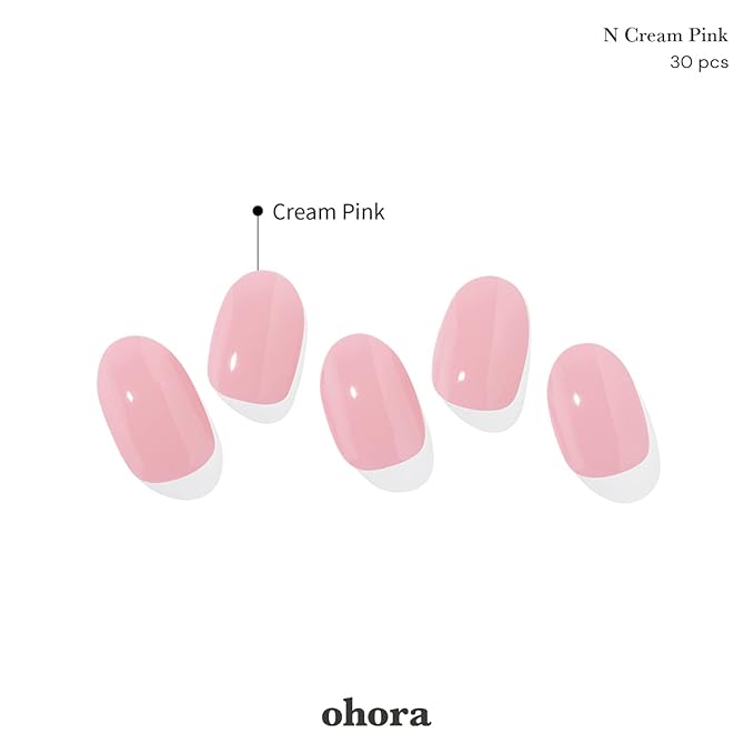 ohora Bundle Set (Daily Trio) - N Cream Cotton, N Pink, N Beige Semi-Cured Gel Nail Strips, Works with Any UV/LED Lamps, Salon-Quality, Long Lasting, Easy to Apply & Remove