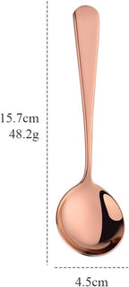 Broth Round Spoon Set, 12-Piece Reusable Stainless Steel Dinner Table Cereal - Image 2