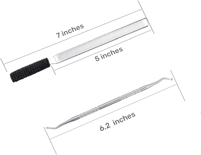 3-in-1 Nail File Kit: Heavy Duty Toe Nail Files for Thick Nails & Seniors with Ingrown Lifter, Thumb Guard | Non-Slip Metal Emery Boards for Nails