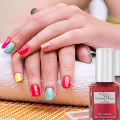 karma organic Nail Polish Lady Desire - Natural Nail Polish Base Coat Set – Natural Nail Polish Remover - NonToxic Nail Art | Vegan and Cruelty-Free Nail Paint (Pack of 10)