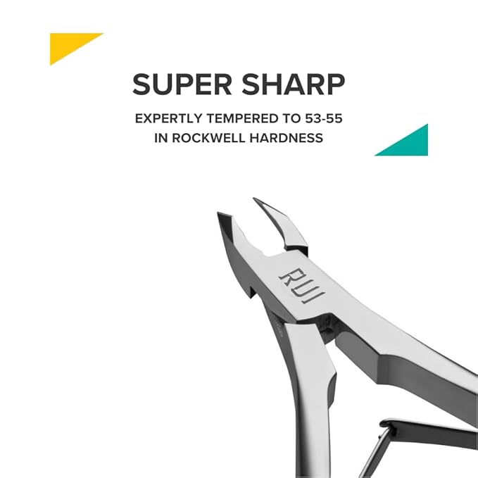 Rui Smiths Ultra-Premium Stainless Steel Cuticle Nippers - Professional Stainless Steel Cuticle Cutters - Japanese Handle, Mirror Finish - 4mm Jaw, Double Spring