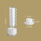 Sweejar Porcelain Espresso Cup & Saucer Set, Stackable Demitasse Cups - Image 2