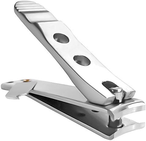 Kohm Curved Blade Edge Nail Clipper with Nail File (Swing Out), SS Wide Jaw Toenail Clippers for Thick Nails, Large Nail Clippers for Men, Seniors, Women