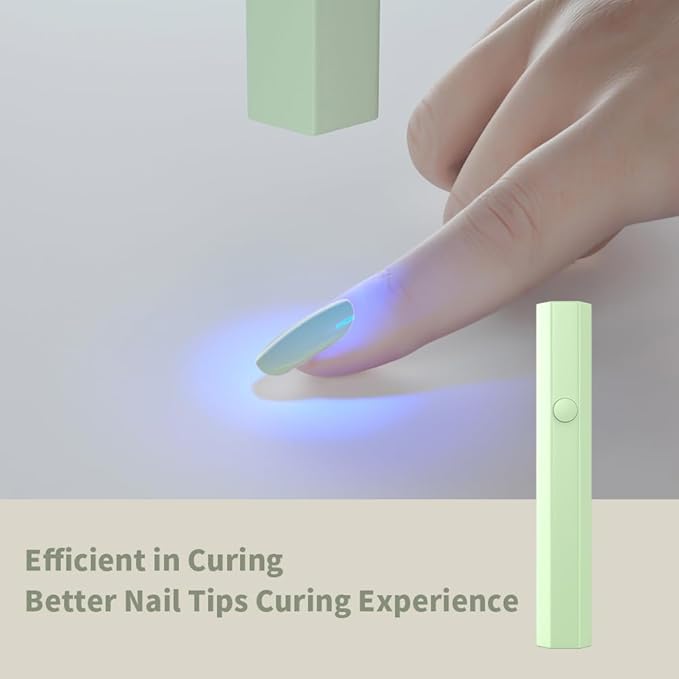 Small UV Light for Nails, Small Nail Cure Light, Flash Cure Lamp for Gel Nails, LED Nail Lamp for Gel Polish, Manicure USB Nail Dryer for Fast Curing at Salon Home DIY （Green）