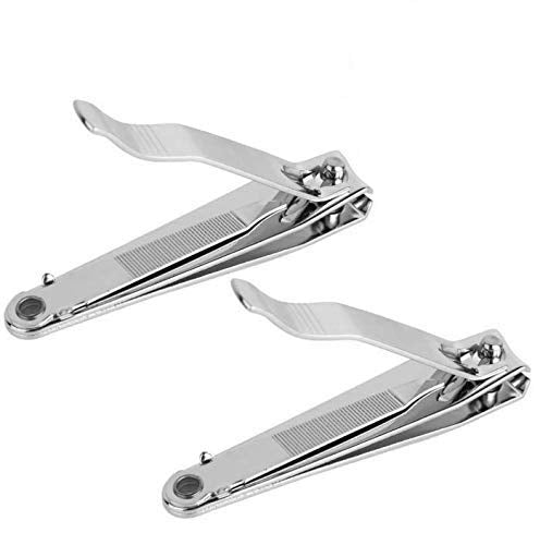2PCS Professional Nail Clippers, Stainless Steel Fingernails & Toenails Clippers Nail Cutter and Nail File Grooming Kit for Men and Women