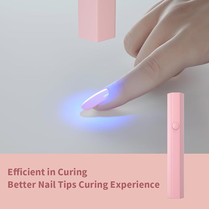 Mini UV Light for Gel Nails, Small Nail Cure Light, Flash Cure Lamp for Nails, LED Nail Lamp for Gel Polish, Manicure USB Nail Dryer for Fast Curing at Salon Home DIY (Pink)