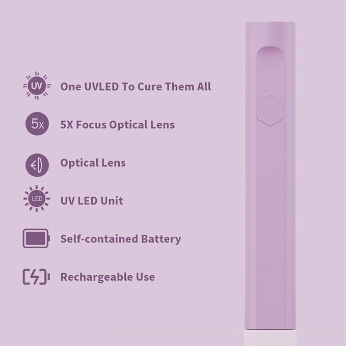 Mini UV Light for Gel Nails, Small Nail Cure Light, Flash Cure Lamp for Gel Nails, LED Nail Lamp for Gel Polish, Manicure USB Nail Dryer for Fast Curing at Salon Home DIY Frosted Purple