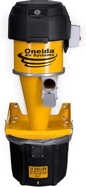 Oneida Air Systems Supercell Turbo High-Pressure Wall-Mounted HEPA-GFM Cyclone Dust Collector (14-Gal)