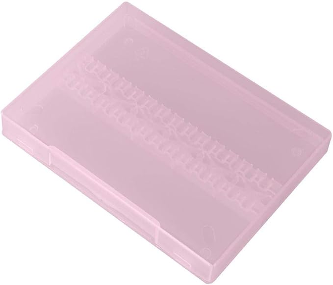 TOPINCN 14-Hole Nail Drill Bit Box, Modern Pink Storage Box for Nail Art Salon & Home Use