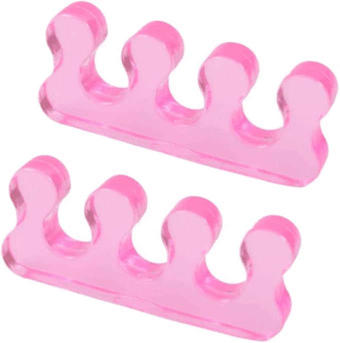 4Pcs Pink Toe Separators for Pedicure, Gel Toe Spacers for Men and Women Suitable for Overlapping Toes, Bunions, Hammer Toe, Soft Toe Spreader for Separating Toenails or Nails, Tools
