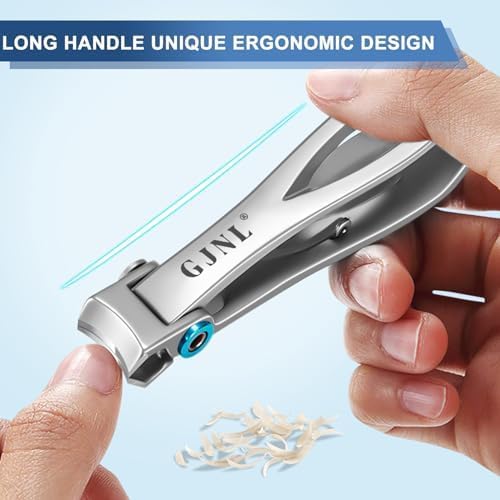 Stocking Stuffers Gifts for Men, Toenail Clippers for Thick Toenails, Angled Head Toe Nail Clippers for Seniors Men with Wide Jaw, Heavy Duty Large Fingernail Clippers with Catcher Long Handled