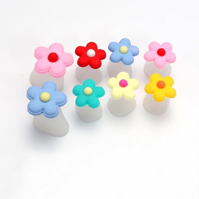 8pcs Toe Separator for Nail Polish Pedicure, Silicone Toe Spacers for Feet (8 Small Red Flowers)