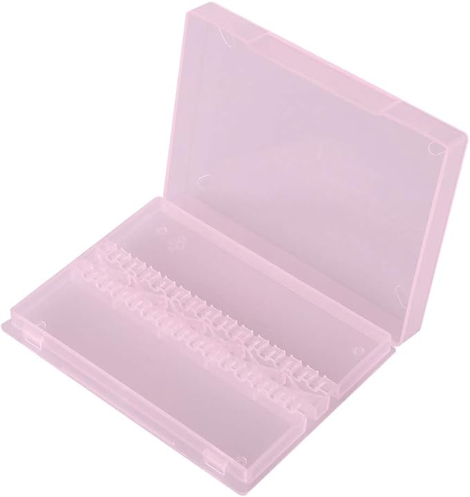 TOPINCN 14-Hole Nail Drill Bit Box, Modern Pink Storage Box for Nail Art Salon & Home Use