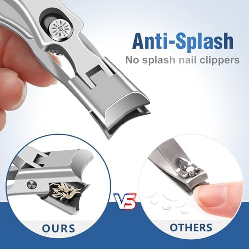 German Nail Clippers Stocking Stuffers for Men, Large Wide Jaw Toenail Clippers for Men Women, Heavy Duty Ultra Sharp Stainless Steel Anti-Splash Toe Nail Clippers for Seniors