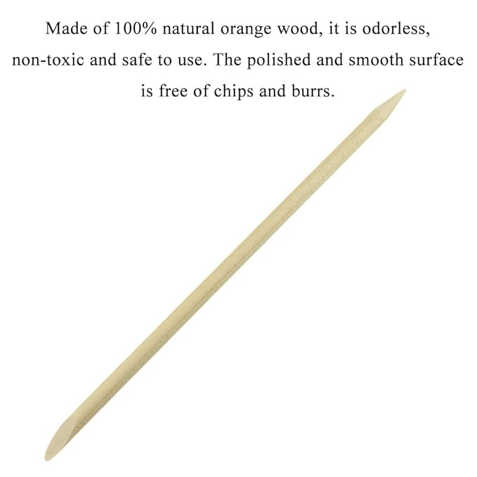 HAHIYO 4.5inches 100PCs Orange Wood Stick for Nail Wooden Nail Cuticle Pusher Stick Double Sided Cuticle Remover Manicure Pedicure Pusher Stick Wood Cuticle Stick for Nail Manicure Tool Nail Cleaning