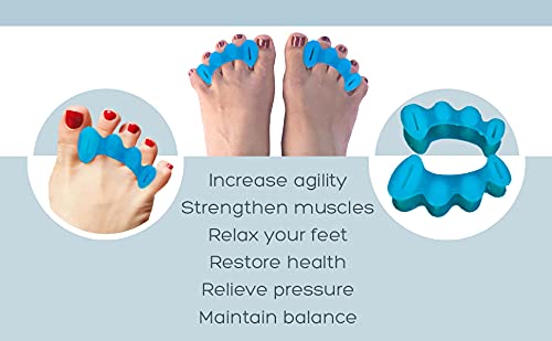 Toe Spacers Soft for Beginners (Blue) - Toe Separators for Alignment, Toe Straightener for Foot Pain Relief, Silicone Bunion Corrector for Women Big Toe, Supports Foot Health