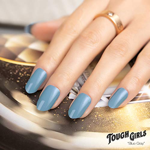 | 20 Exquisite Gel Nail Polish Strips w/Application Accessories - No UV/LED Lamp Required (Blue-Gray)