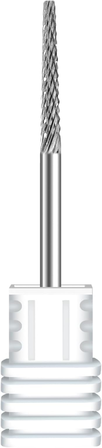 Cuticle Bit for Nail Drill 3/32'', Safety Carbide Cuticle Cleaner Bit for Dead Skin Cleaning Nail Prepare, Trimmer, Two Way Rotate, Small Cone Nail Drill Bit, Manicure Salon Experienced (Sliver, Fine)
