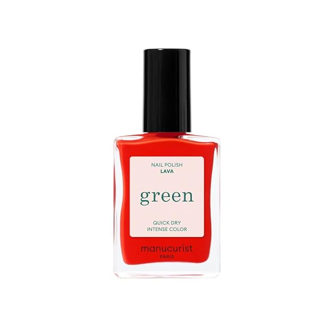 Manucurist Green Lava - Classic Red Orange - Red Nail Polish - 9-Free, Vegan and Plant-Based - Non Toxic - Made in France - 0.5 fl oz