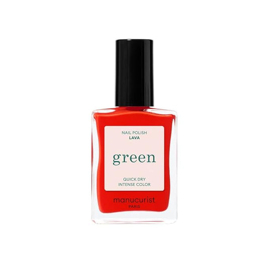 Manucurist Green Lava - Classic Red Orange - Red Nail Polish - 9-Free, Vegan and Plant-Based - Non Toxic - Made in France - 0.5 fl oz