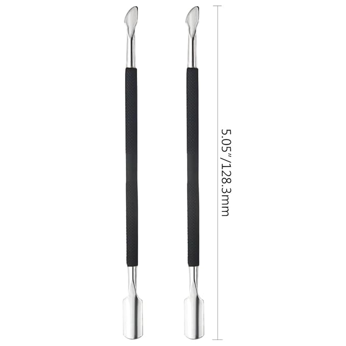 8 Pieces Nail Cuticle Pusher Stainless Steel Nail Polish Cuticle Remover Double Ended Manicure Nail Pedicure Tool Metal Cuticle Peeler Scraper for Fingernails and Toenails (Black)