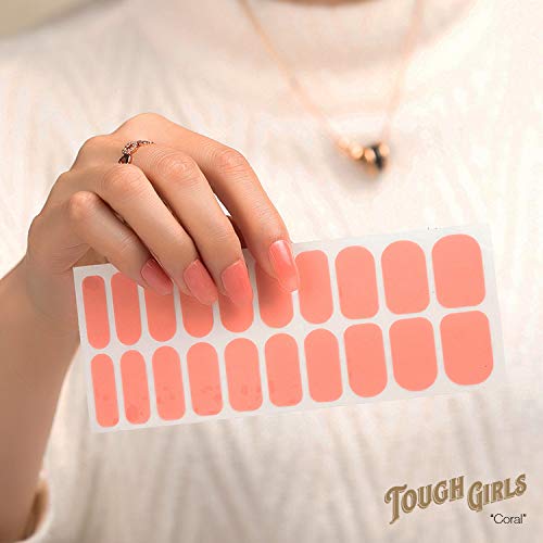 | 20 Exquisite Gel Nail Polish Strips w/Application Accessories - No UV/LED Lamp Required (Coral)