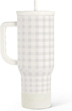 SANDJEST Grey Gingham 40oz Slider Tumbler by SANDJEST
