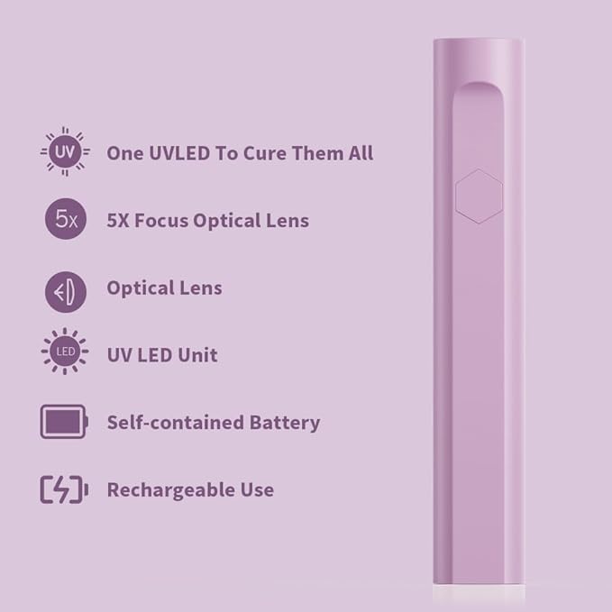 Mini UV Light for Gel Nails, Small Nail Cure Light, Flash Cure Lamp for Gel Nails, LED Nail Lamp for Gel Polish, Manicure USB Nail Dryer for Fast Curing at Salon Home DIY Purple