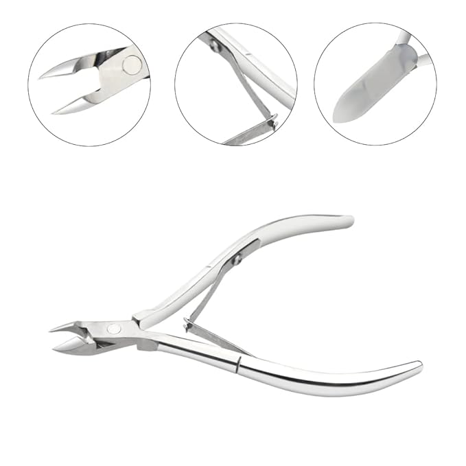 8-Piece Cuticle Trimmer Set - Cuticle Nipper, Remover, Cutter with Pusher - Stainless Steel Nail Tools for Fingernails and Toenails (Silver)
