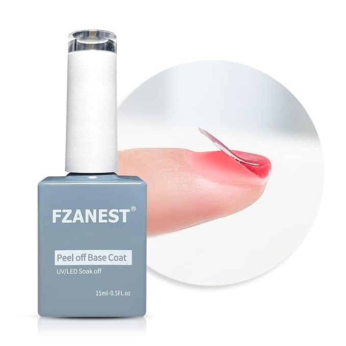 FZANEST Peel Off Gel Base Coat For Gel Nail Polish,15ml UV LED Light Peelabel Base Nail Polish Non Toxic Vegan Cruelty Free