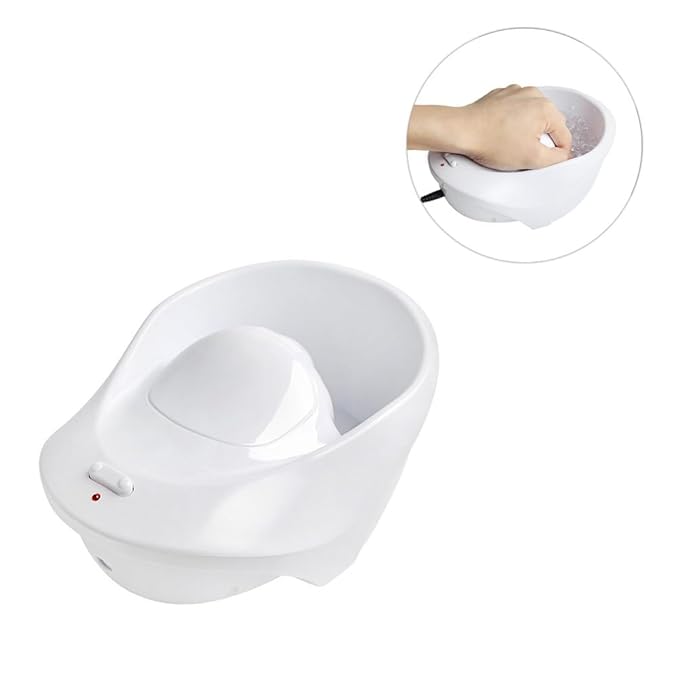 Healifty Electric Nail Bubble Spa Hand Bowl for Manicure and Polish Soak off with Massage Function 8.07X5.7X3.54 Inches for Home and Salon Use