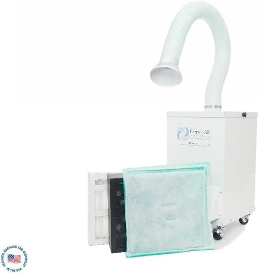 Extract-All Compact Fume & Odor Extractor - 350 CFM, Portable Smoke Remover with Suction Hose for Adhesive Chemical Cleaning Solvents Ink Laser Printing Fumes DIY Soldering- 3 Stage Filtration