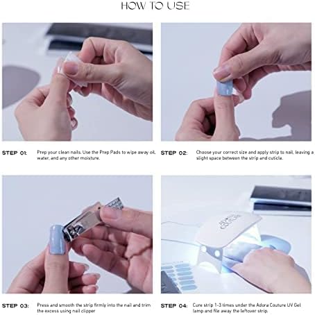 Semi Cured Gel Nail Strips with 30 Pieces - UV Gel Stickers, Manicure Kit, Easy Application Wraps Includes Prep Pads, Nail File, Wooden Stick - UV Light Required (Golden Flutter)