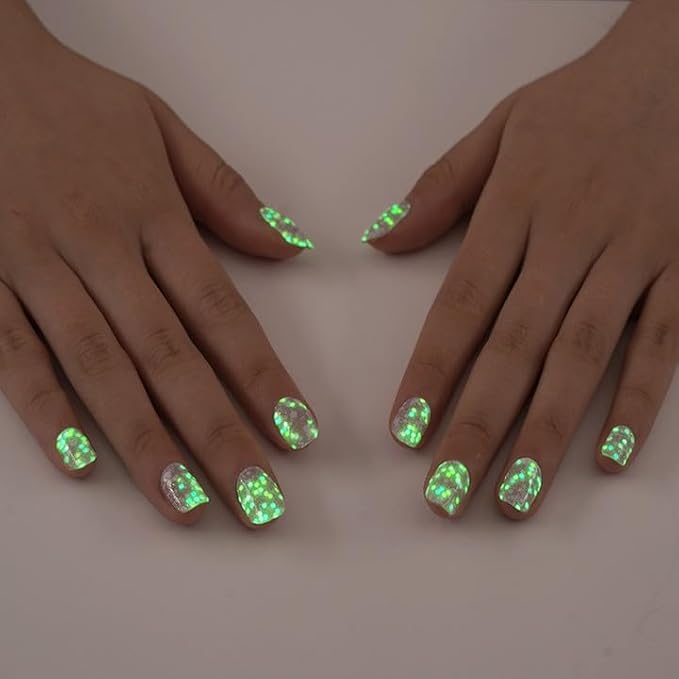 Semi Cured Gel Nail Strips, Firefly | 28 pcs Gel Nail Stickers Wraps Work with Any UV Lamp, Salon Quality, Include Prep Pads, Wood Stick