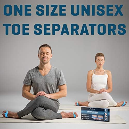 Ballotte Toe Separators, Silicone Toe Spacers for Bunions and Overlapping Hammer Toes, Athletic Tootsie Spacers for Running and Yoga, Foot Finger Splitters for Men & Women (6 Pack)
