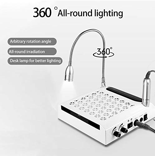 Professional 4 in 1 Nail Machine Supply 80W Strong Suction Nail Dust Collector with Drill Manicure Machine for Acrylic Nail, White