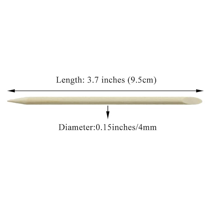 HAHIYO 3.7 inches 100PCs Natural Wood Double-Ended Cuticle Pusher Stick - Mini Orange Wood Stick for Nail Care, Manicure, and Pedicure - Effective Nail Cuticle Remover and Cleaning Tool Set