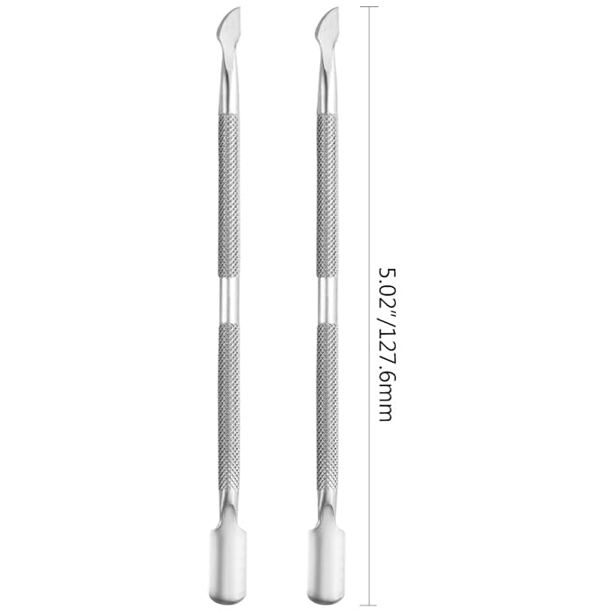 4 Pieces Nail Cuticle Pusher Stainless Steel Nail Polish Cuticle Remover Double Ended Manicure Nail Pedicure Tool Metal Cuticle Peeler Scraper for Fingernails and Toenails (Silver)