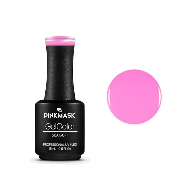 PINK MASK Gel Color Nail Polish Girl Power 15ml / o.5 oz - UV/LED Gel Polish, Non Wipe, Long Lasting, Soak Off Formula