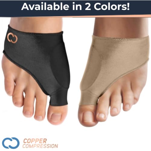 Copper Compression Bunion Corrector Relief Sleeve, Copper Infused Orthopedic Brace Big Toe Alignment, Plantar Fasciitis, Hallux Valgus Relief - Toe Straightener & Spacer for Women & Men Pair Nude LXL