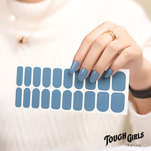 | 20 Exquisite Gel Nail Polish Strips w/Application Accessories - No UV/LED Lamp Required (Blue-Gray)