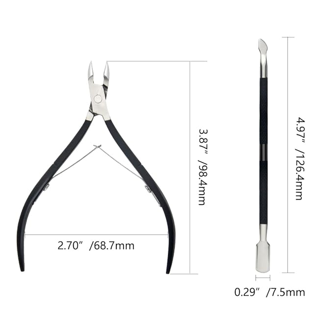 8Pieces Cuticle Trimmer Cuticle Nipper Cuticle Remover Cuticle Cutter with Cuticle Pusher Stainless Steel Cuticle Cutter Clipper Nail Tools for Fingernails and Toenails (Black)
