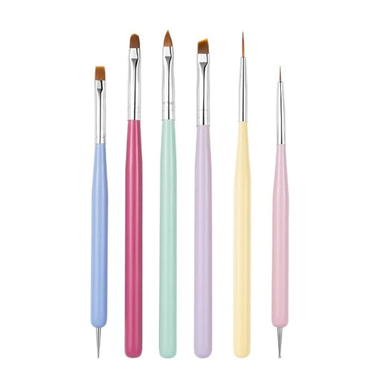 6 PCS Nail Art Brushes Set, Nail Painting Brushes Nail Art Liner Brushes and Nail Art Dotting Pens, H - 6PCS
